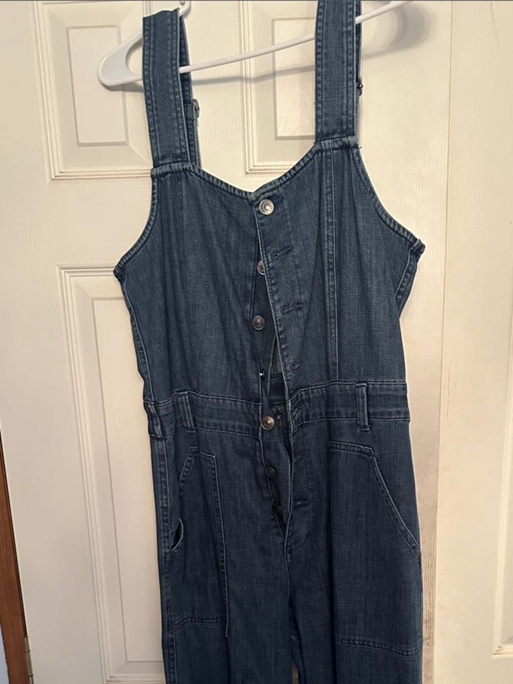 aerie Dark Denim Button-Front Jumpsuit